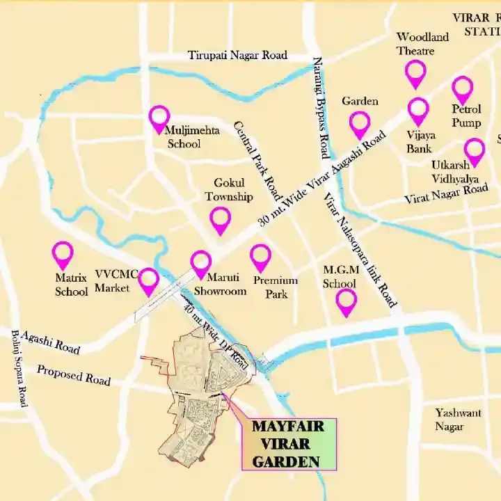 Mayfair Virar Gardens location map, Virar West